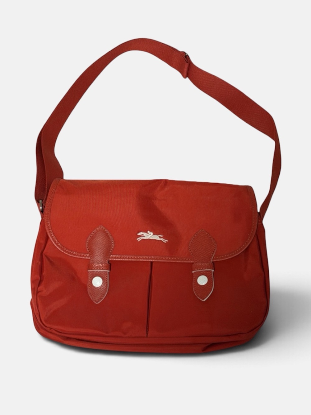 Longchamp Red Messenger Bag Crossbody Adjustable Strap Mint Condition!